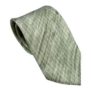 Armani Collezioni Men's Green 100% Linen Necktie Designer Made in Italy